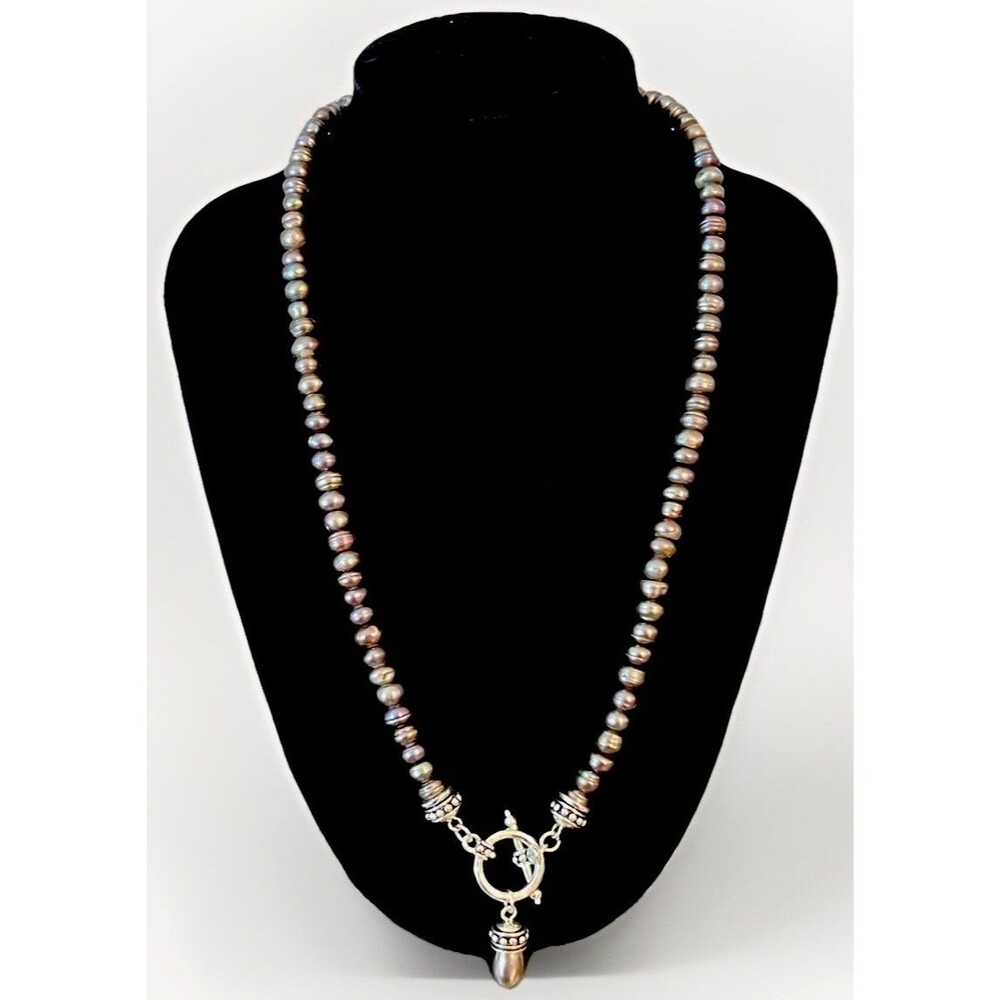 Gray Freshwater Pearl Necklace Toggle Clasp Shades of Gray Premier Designs NWOT